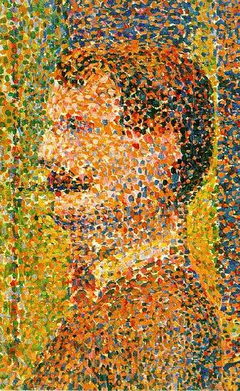Georges Seurat Detail from La Parade  showing pointillism oil painting picture